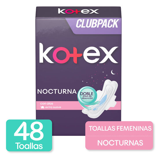Toallas Femeninas Kotex Nocturna 48uds